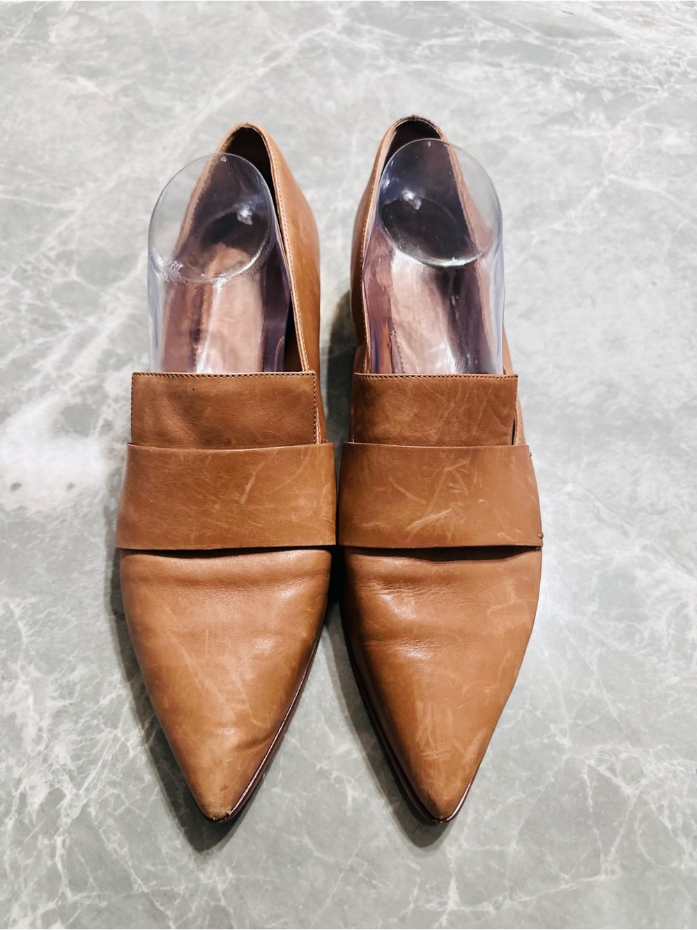 FRANCO SARTO Women's NEBBY Pointed Toe Penny Loafers, Tan Leather, Size 11 $150